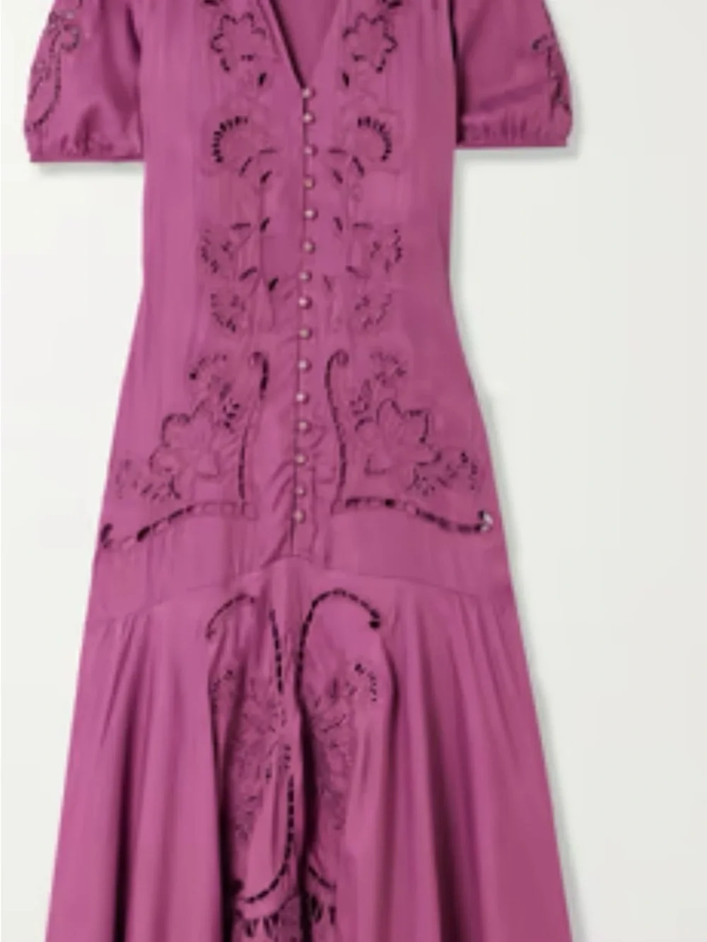 FARM Rio Magenta Embroidered Button-Front Maxi Dress